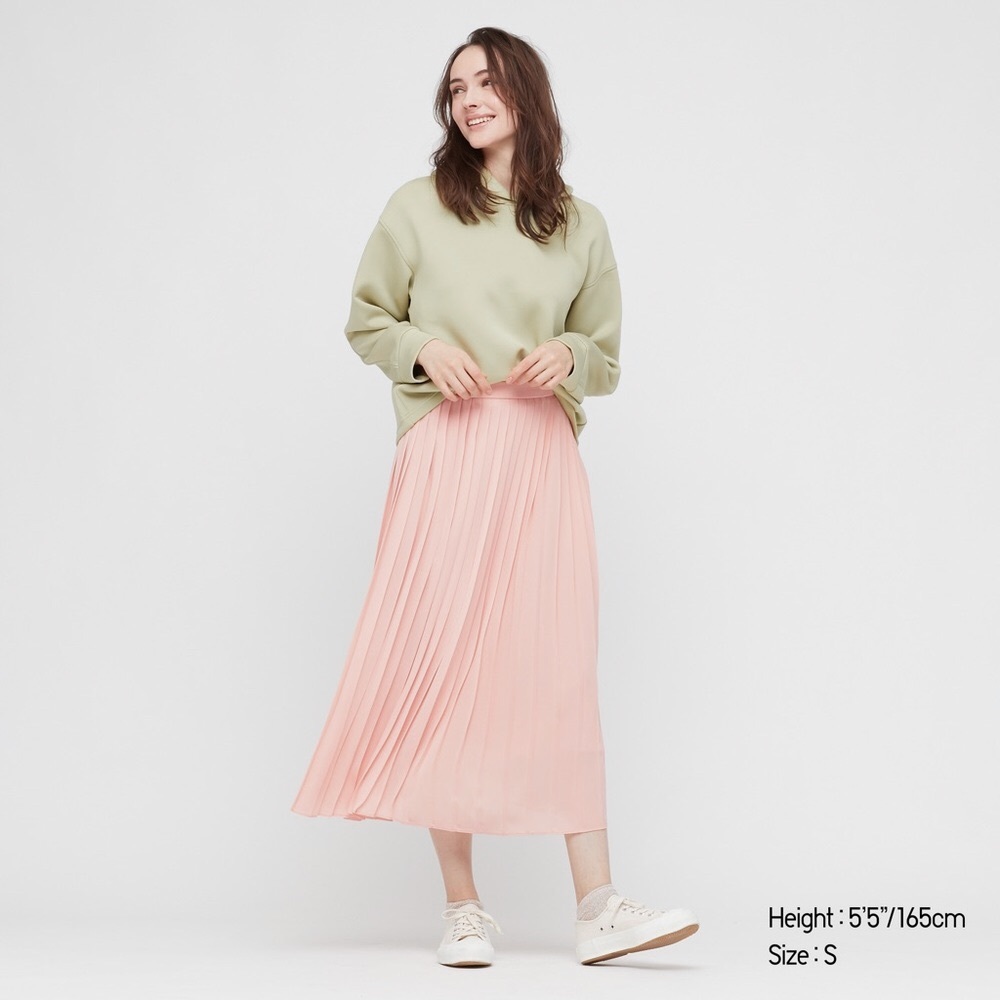 Uniqlo 🩰 Chiffon Blush Pink Pleated Midi Skirt - Picture 4 of 5